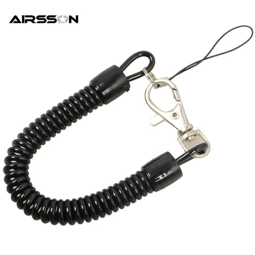 Tactical Retractable Plastic Spring Elastic Rope Security Gear Tool For Airsoft Outdoor Hiking Camping Anti-lost Phone Keychain