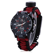 Outdoor Survival Watch Bracelet with Compass Flint Fire Starter Paracord Thermometer Whistle Multifunction Camping Band