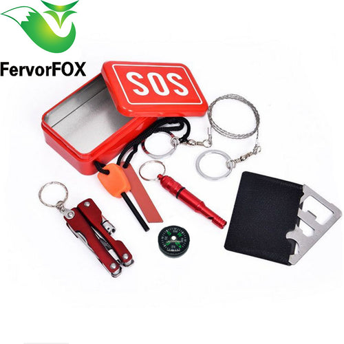 1 Set Outdoor Emergency Equipment SOS Kit First Aid Box Supplies Field Self-help Box For Camping Travel Survival Gear Tool Kits